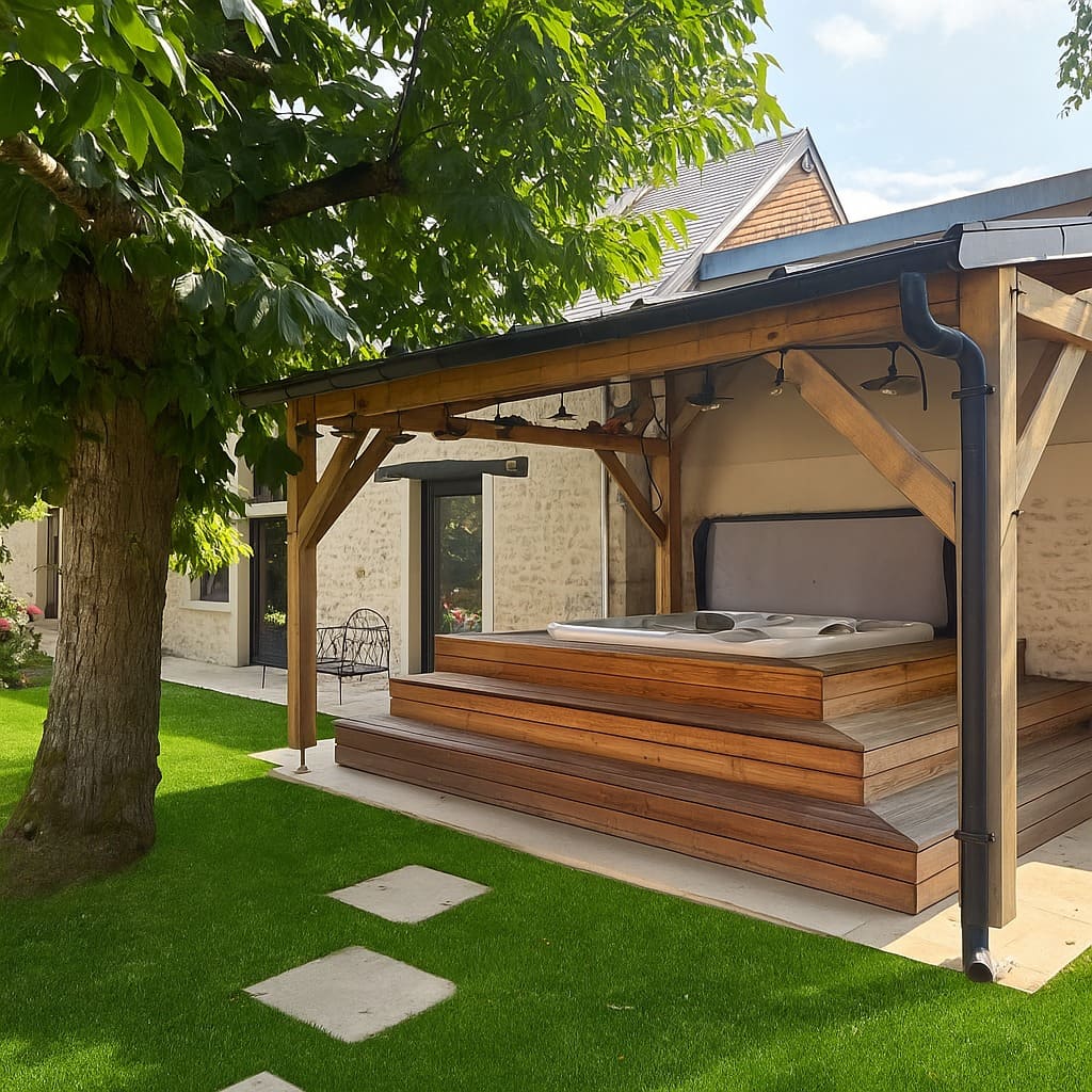 Charred wood jacuzzi